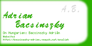 adrian bacsinszky business card